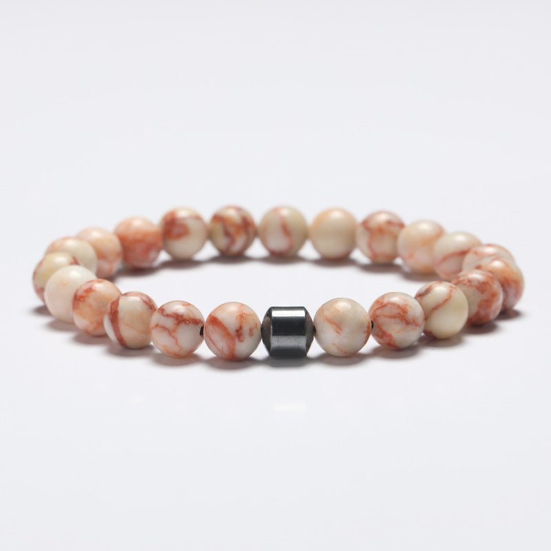 Natural Stone 8mm Couple Bracelet – Turquoise, Tiger Eye & Malachite Mix