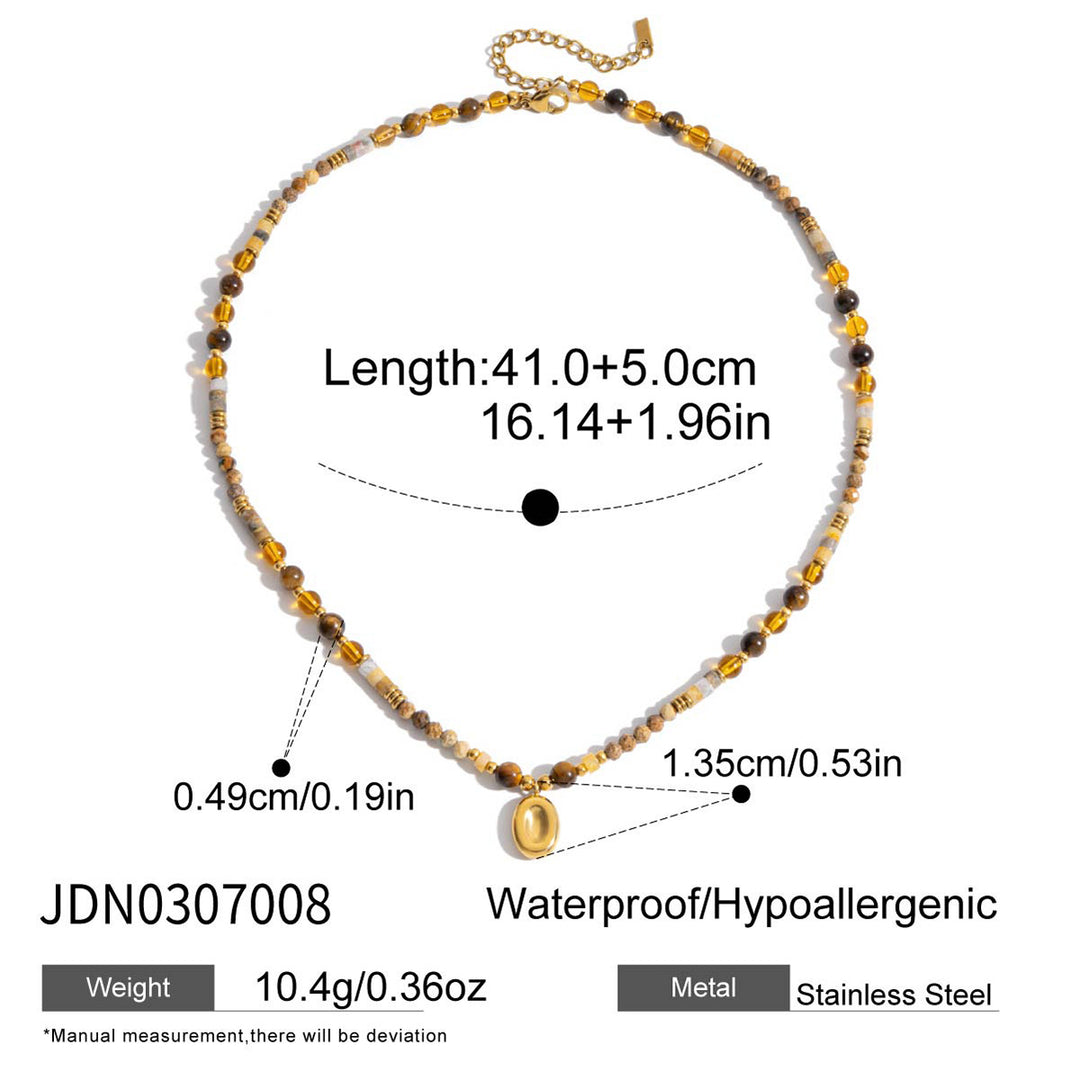 Women’s Tiger’s Eye Natural Stone & Crystal Beaded Necklace – Light Luxury Clavicle Chain