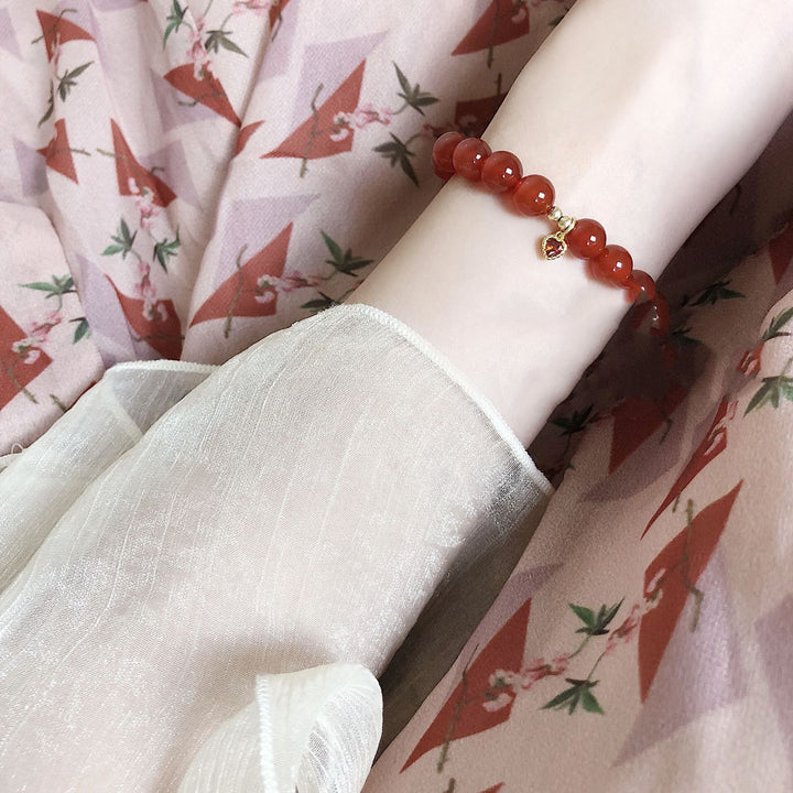 Women's natural red agate bracelet
