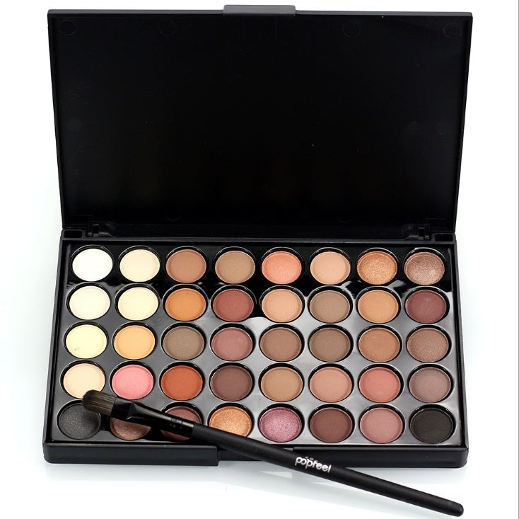 🎨✨ Matte & Glitter Eyeshadow Palette | Earth Tone Makeup Kit with Brush 💄