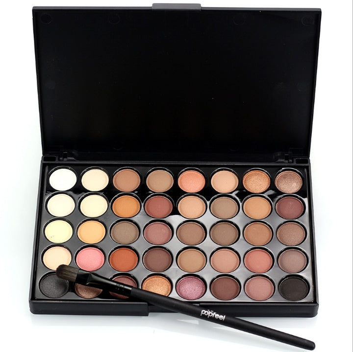 🎨✨ Matte & Glitter Eyeshadow Palette | Earth Tone Makeup Kit with Brush 💄