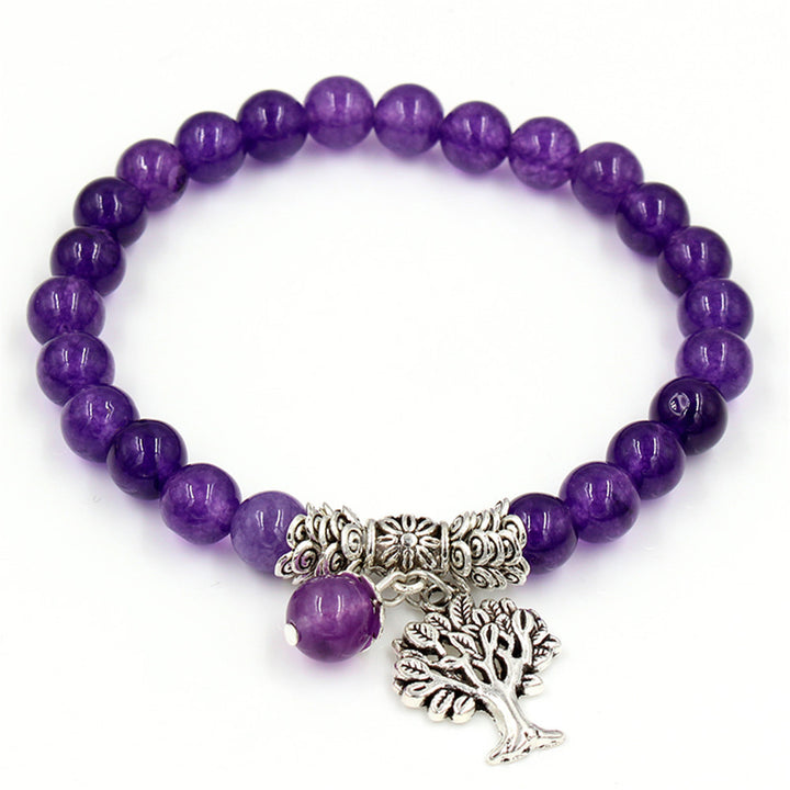 Natural Purple SPAR Hand Chain Tree Pendant Bracelet