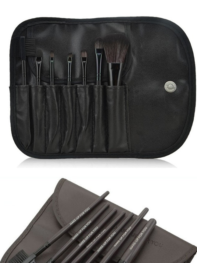 ✨ 7-Piece Makeup Brush Set with Bag — Portable Beauty Tools 💄