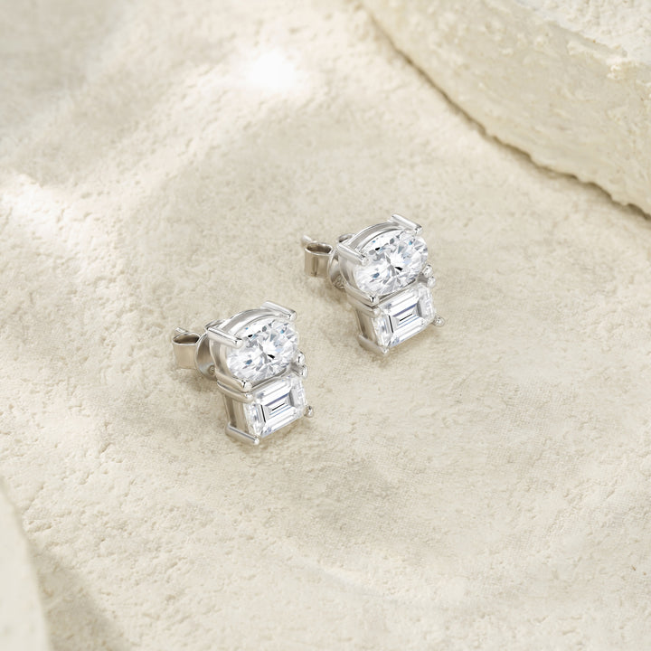 Luxury Minimalist Moissanite Stud Earrings – Platinum-Plated S925 Silver