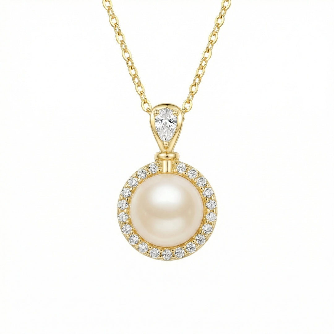 ✨ Pearl & Diamond Halo Necklace