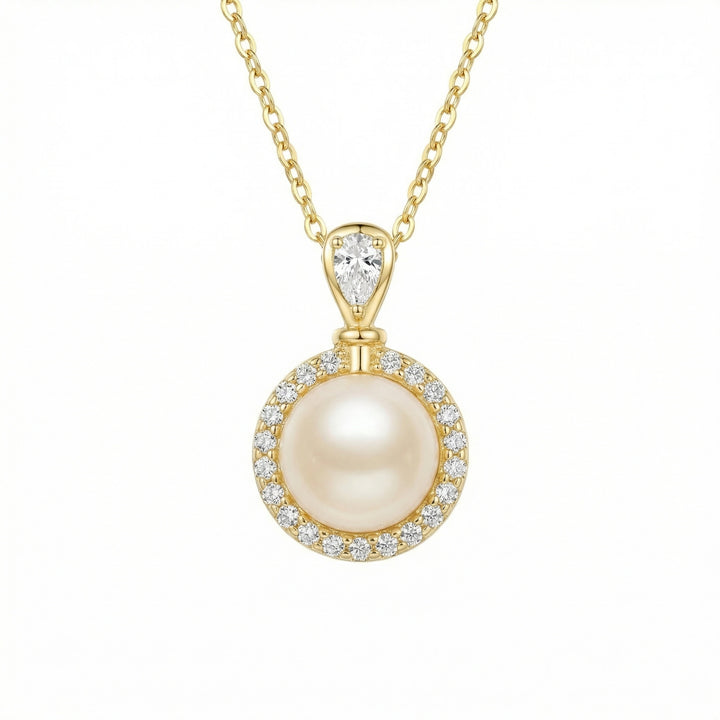 ✨ Pearl & Diamond Halo Necklace