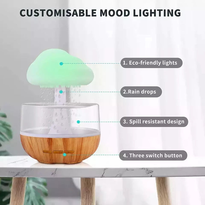 ☁️💧 Rain Cloud Humidifier | Colorful Water Drop Aroma Diffuser ✨