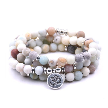 Silver Lotus Pendant Buddha Bead Bracelet – Spiritual Yoga Jewelry