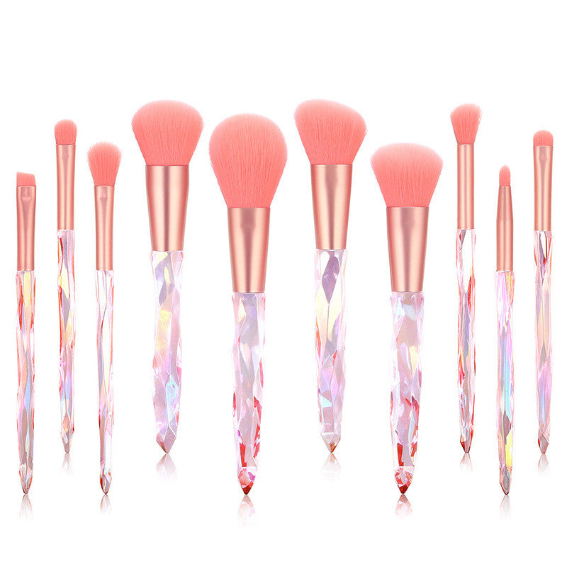 ✨ 10 Crystal Diamond Makeup Brush Set — Luxury Handle Beauty Tools 💄💎