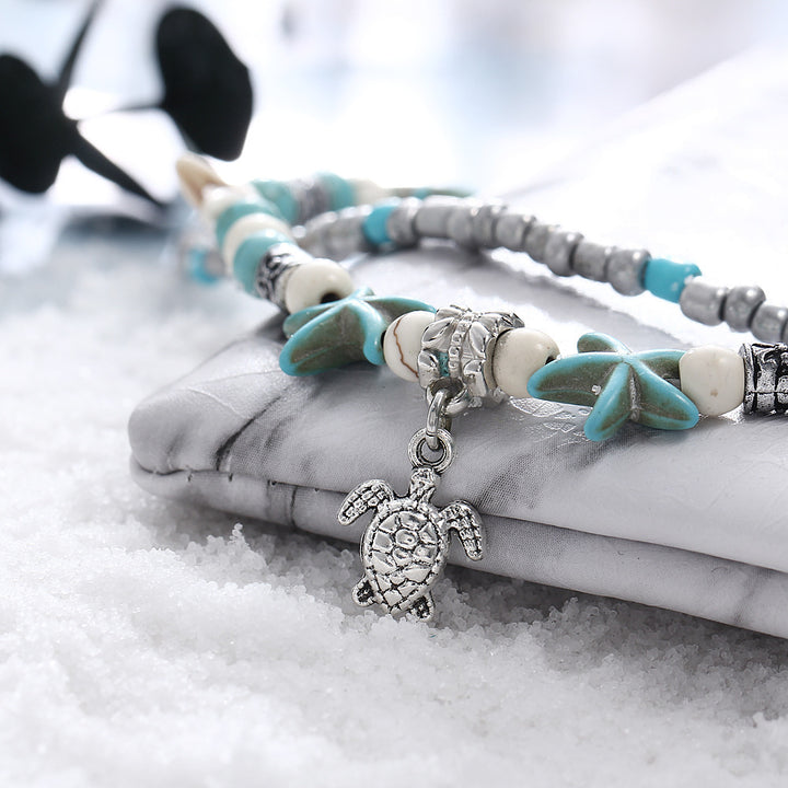 Conch & Starfish Turtle Pendant Necklace