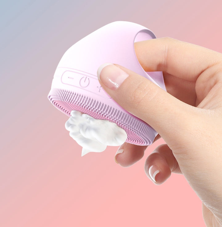 💖🧼 Electric Silicone Cleansing Instrument | Acoustic Vibration + Heat Conducting Smart Facial Cleaner