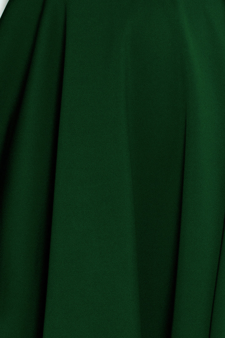 Flared dress - heart-shaped neckline - dark green