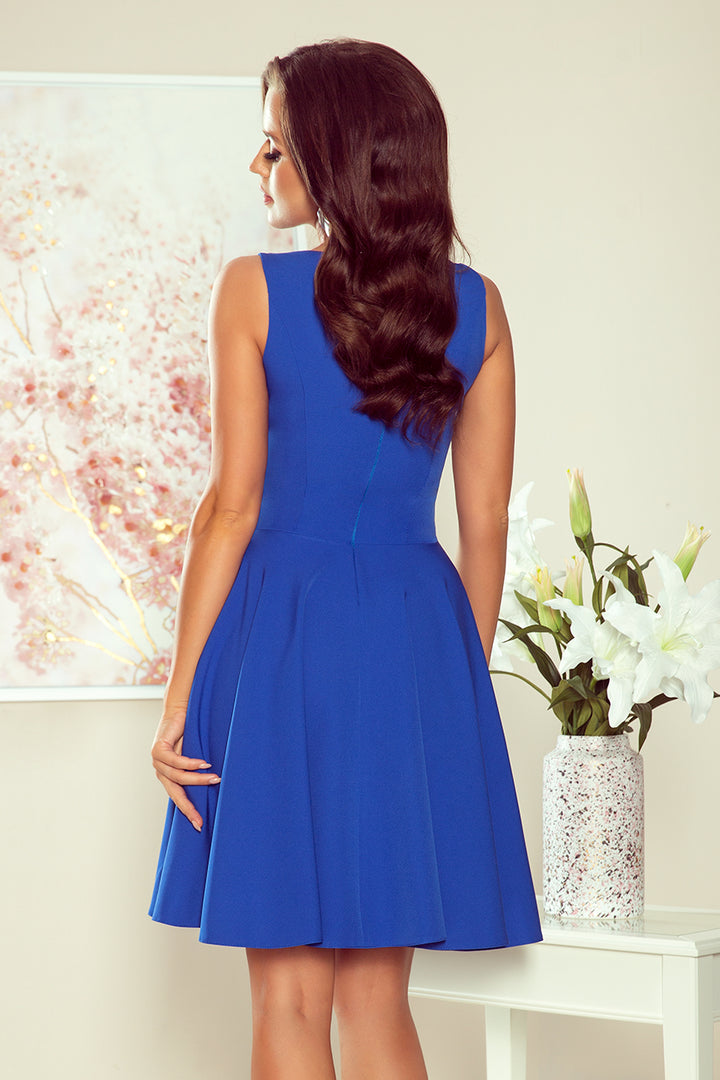 Flared dress - heart-shaped neckline - Royal blue