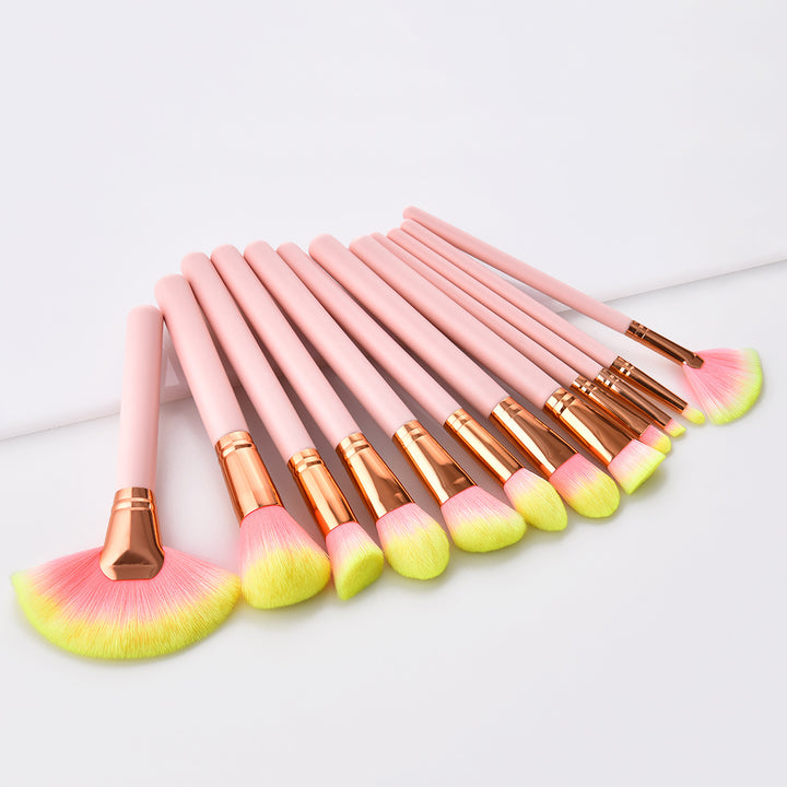 ✨ 12-Piece Beauty Makeup Brush Set — Pink Wooden Handle Tools 💄💗