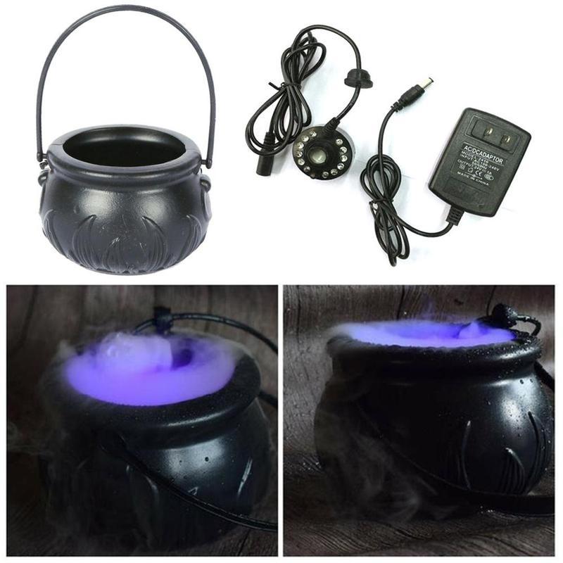 🎃🧙 Halloween Witch Pot Smoke Machine | LED Mist Humidifier Creepy Color-Changing Decor ✨