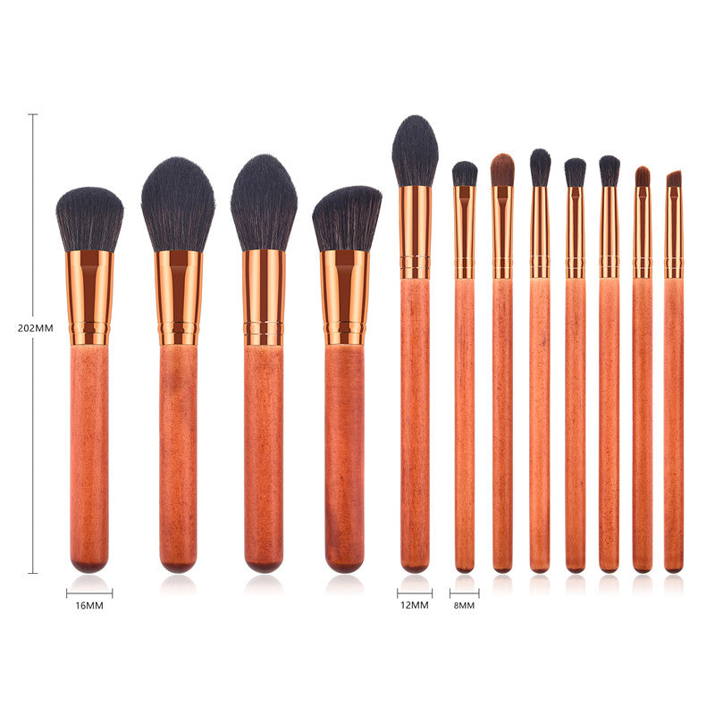 ✨ 12-Piece Makeup Brush Set — Red Wooden Handle Beauty Tools 💄❤️