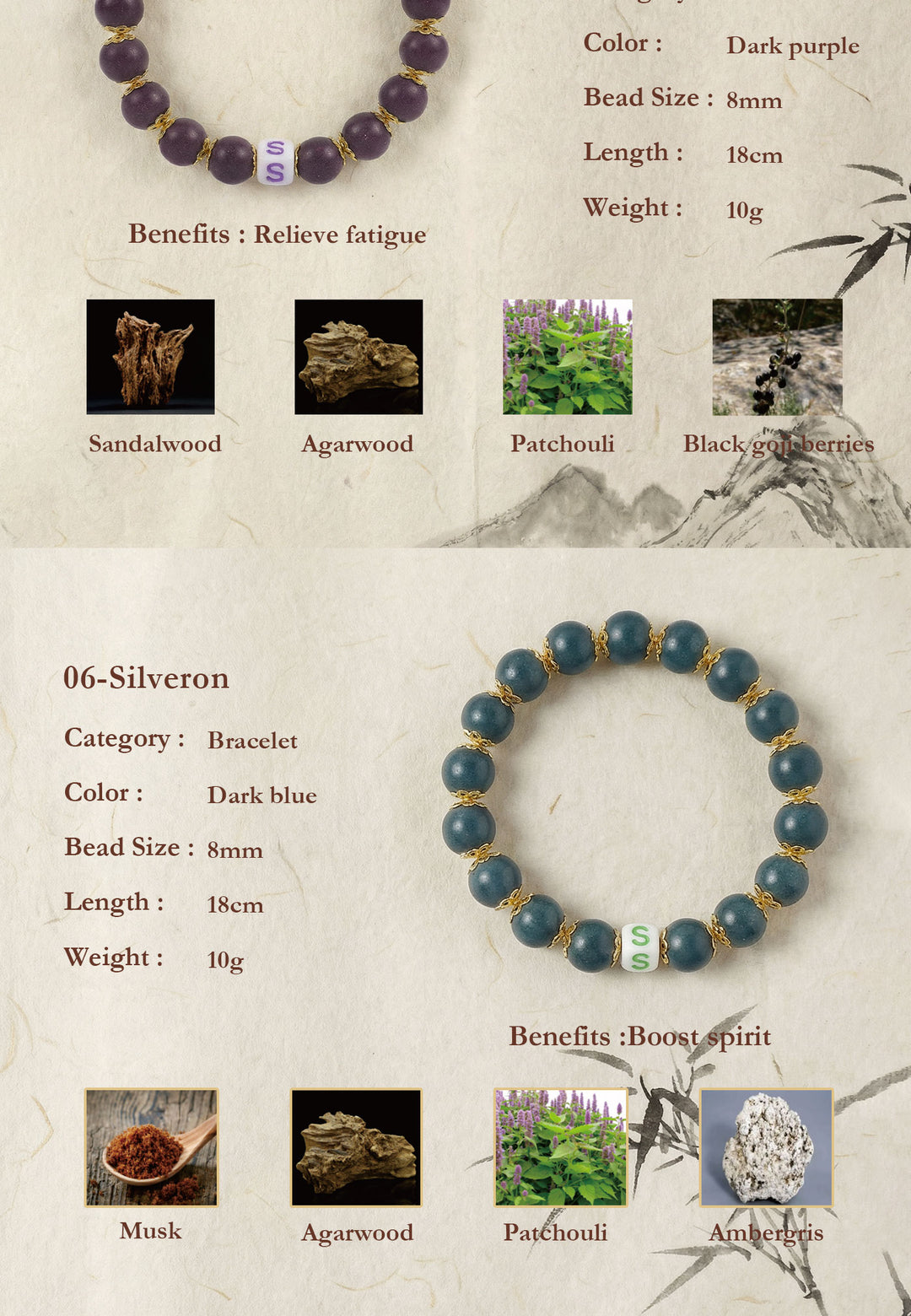 Chinese Herbal Bead Bracelet – Lightweight Traditional Wellness Jewelry