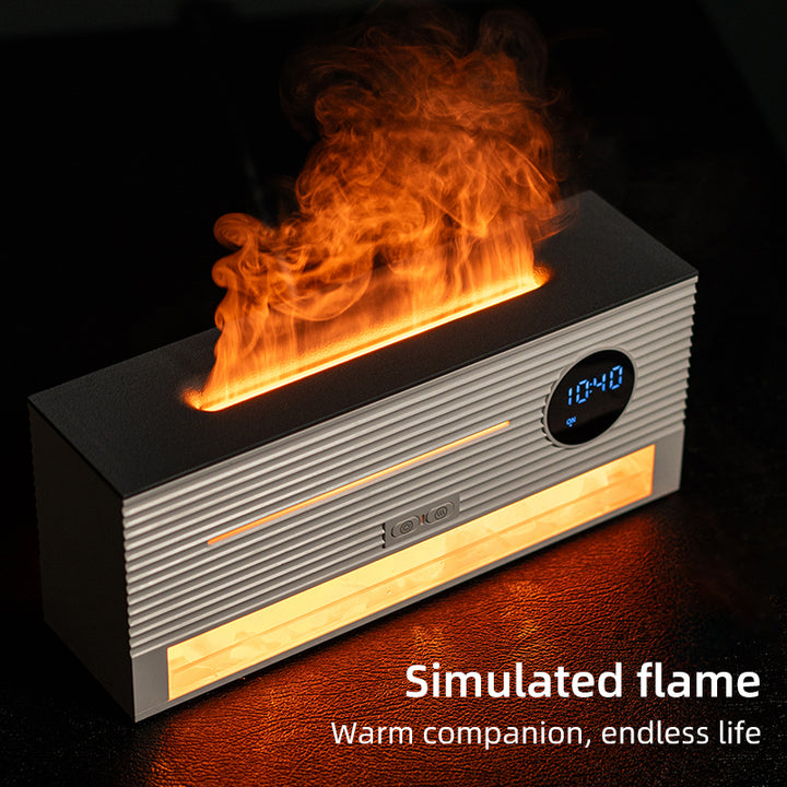 🔥🧂 Salt Rock Flame Humidifier | Clock Display Aroma Diffuser with Remote ✨