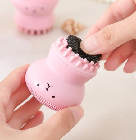 🧼🐙 Cartoon Octopus Silicone Wash Brush | Foaming Facial Cleansing & Massage Brush