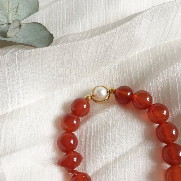 Women's natural red agate bracelet
