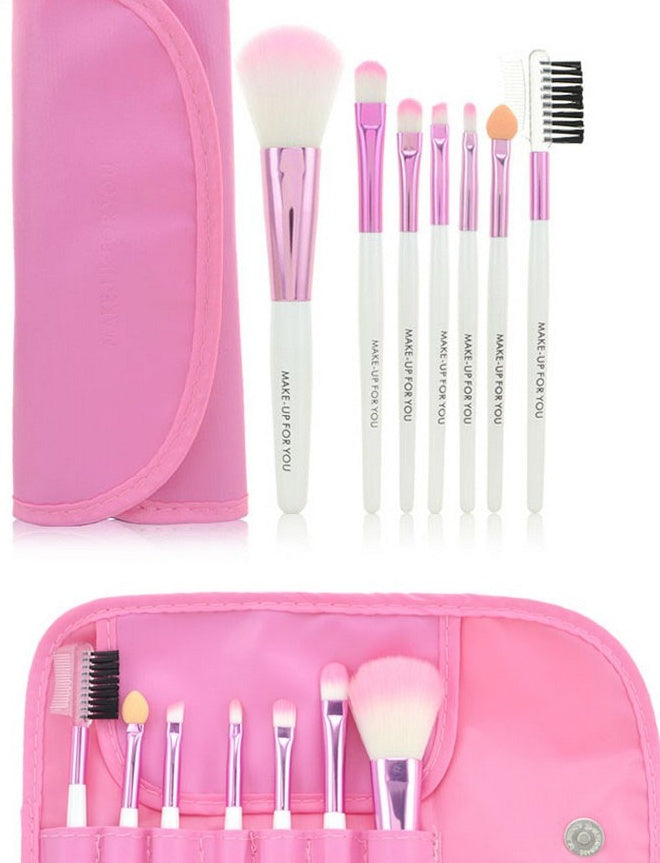 ✨ 7-Piece Makeup Brush Set with Bag — Portable Beauty Tools 💄
