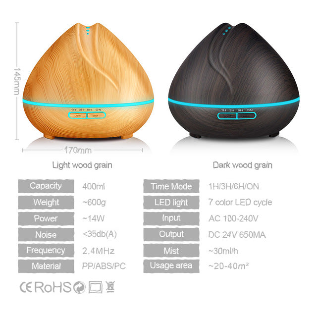 🌿 Wood Grain Aromatherapy Humidifier | USB Air Diffuser for Home Relaxation 🏠✨