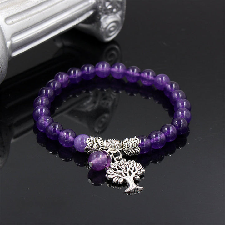 Natural Purple SPAR Hand Chain Tree Pendant Bracelet