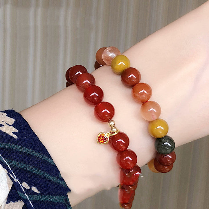 Women's natural red agate bracelet