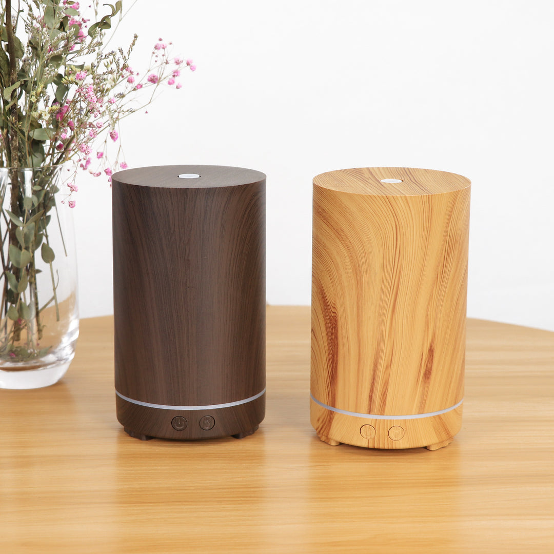 🌿💧 Wood Grain Humidifier | Compact Aromatherapy Diffuser 🌙✨