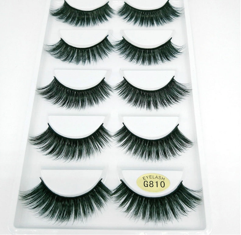 👁️✨ 3D Mink Hair False Eyelashes – Thick Volume 5 Pairs Cotton Stem Lash Set