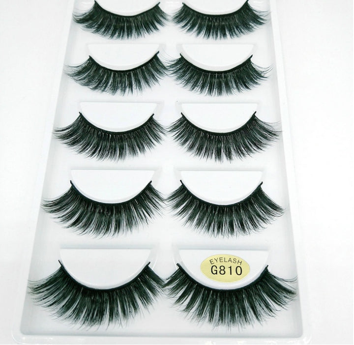 👁️✨ 3D Mink Hair False Eyelashes – Thick Volume 5 Pairs Cotton Stem Lash Set