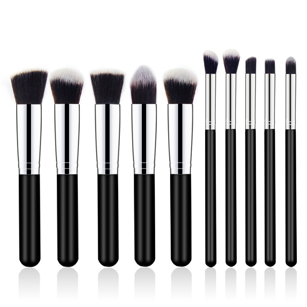 ✨ 10-Piece Wooden Handle Cosmetic Brush Set 💄
