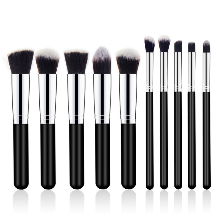 ✨ 10-Piece Wooden Handle Cosmetic Brush Set 💄