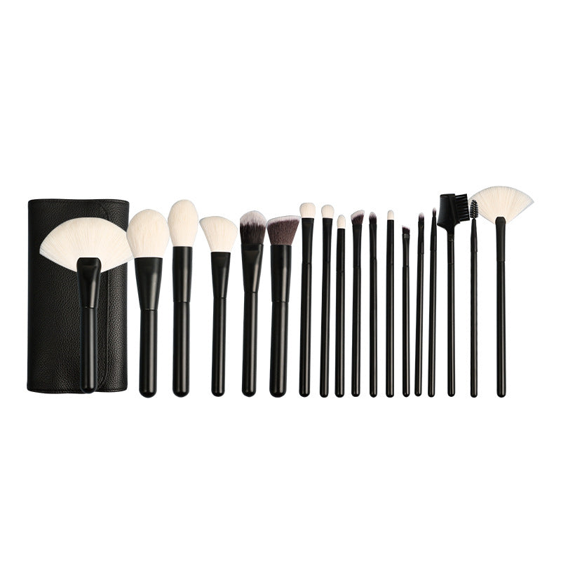 ✨ 18-Piece Wooden Handle Soft Hair Makeup Brush Set — Beauty Tools Kit 💄🖤