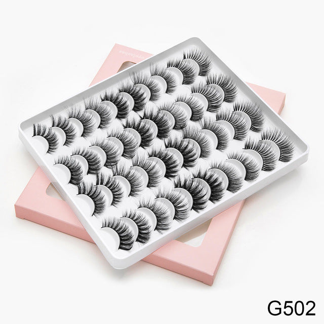 👁️✨ Mink Thick False Eyelashes – 20 Pairs (8–25mm) Volume Lash Set