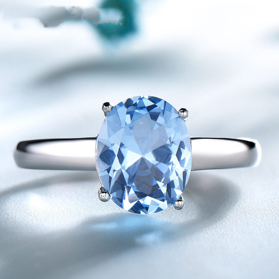 S925 Sterling Silver Blue Topaz Ring – Romantic Elegant Women’s Jewelry