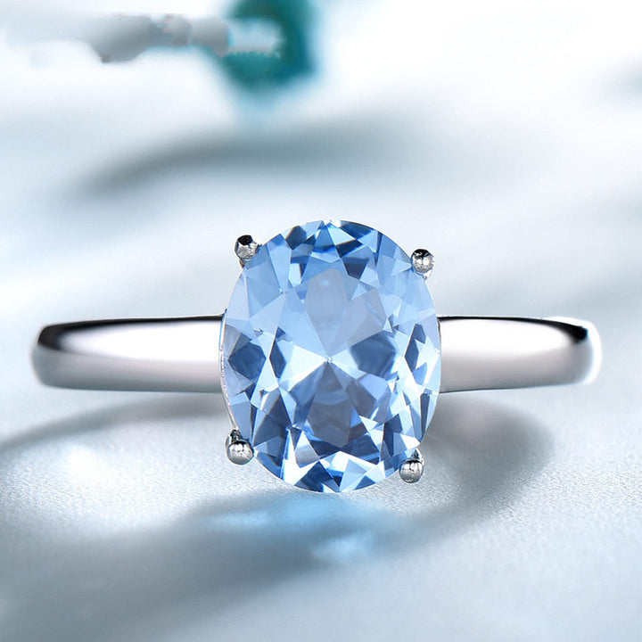 S925 Sterling Silver Blue Topaz Ring – Romantic Elegant Women’s Jewelry