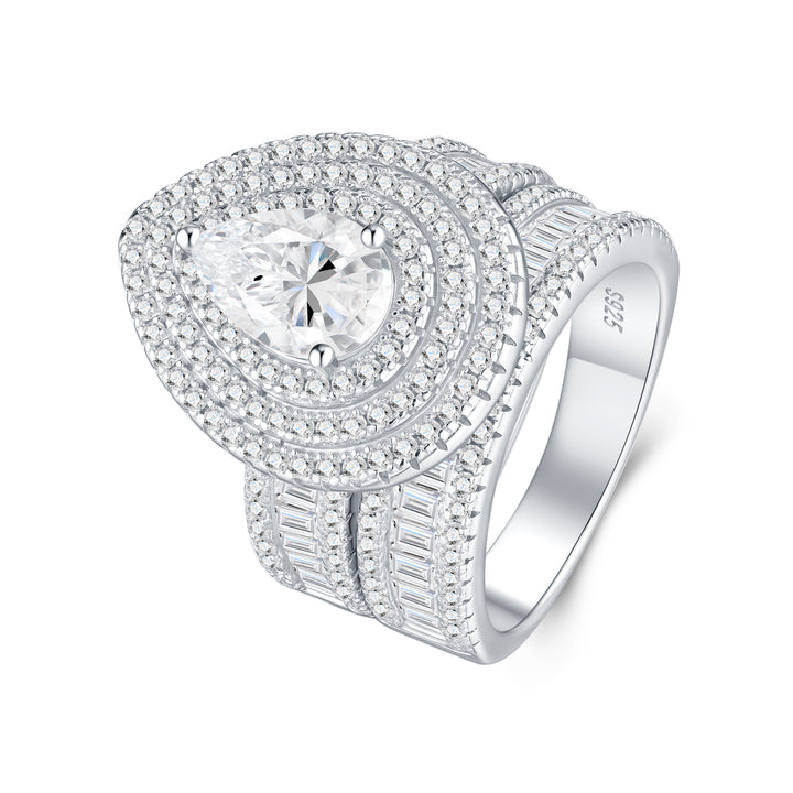 💍 Pear-Shaped Moissanite Engraved Ring – Platinum-Plated S925 Silver Luxury (Sizes 5–9) 💍