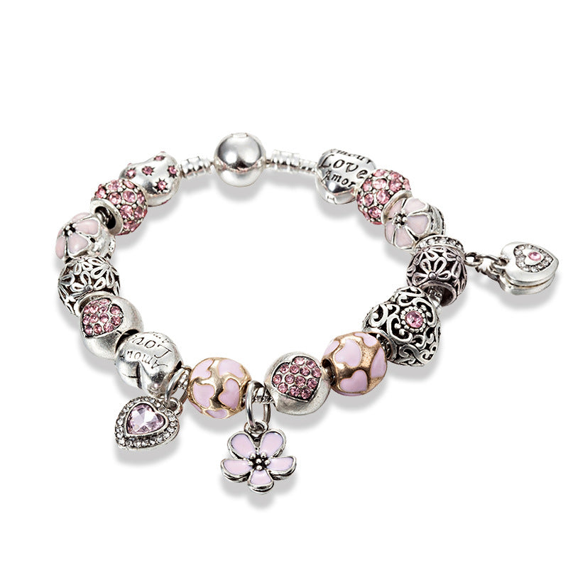 Pink drip flower bracelet