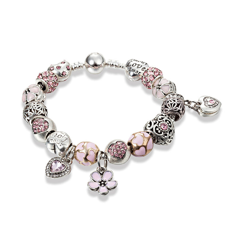Pink drip flower bracelet
