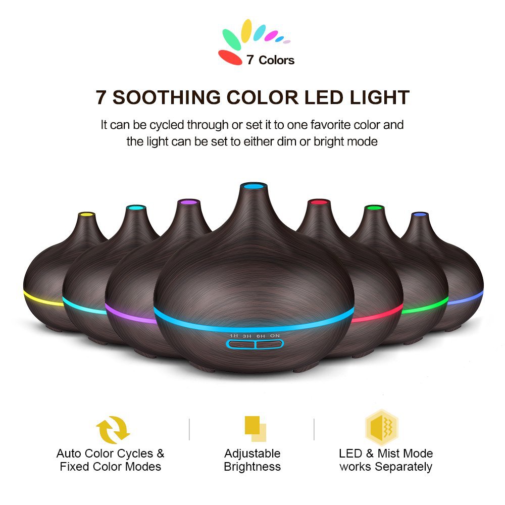 🌿💧 550ML Ultrasonic Aromatherapy Humidifier | Quiet Mist Diffuser 🌙✨
