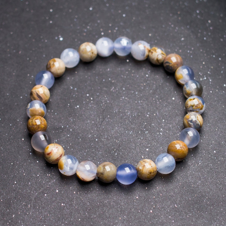 Natural Blue Agate Crystal Bracelet – Single Circle
