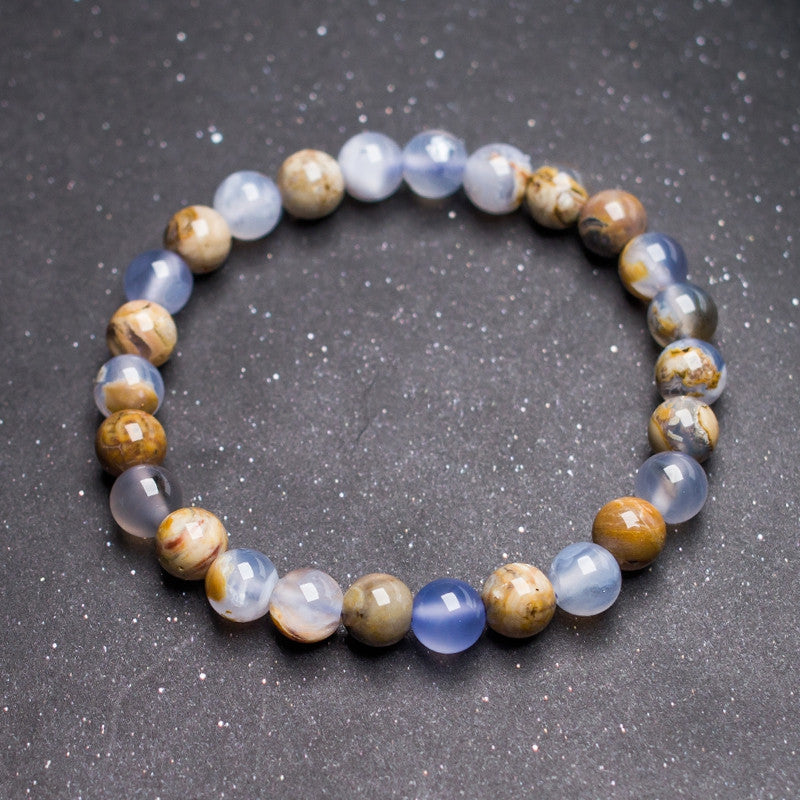 Natural Blue Agate Crystal Bracelet – Single Circle