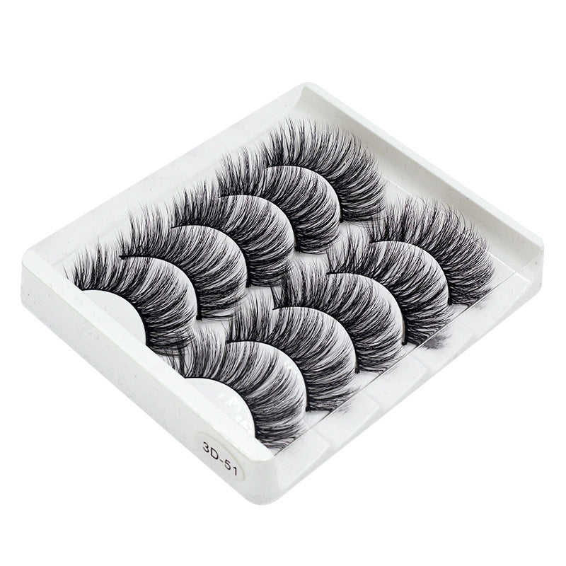 👁️✨ Hand-Made Thick & Long Natural False Eyelashes – 3D Fiber Lash Set (5 Pairs)