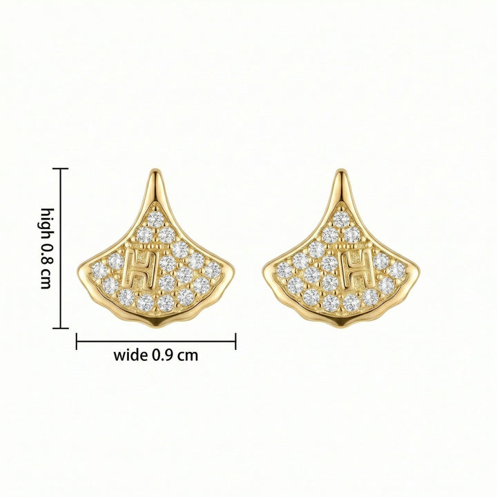 ✨ 925 Sterling Silver Fan-Shaped Letter H Pave Stud Earrings ✨