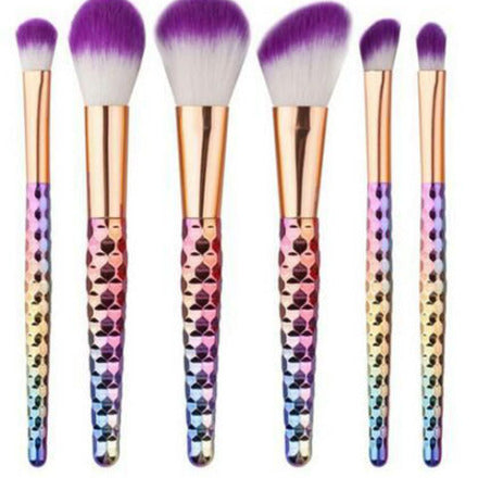✨ 6-Piece Fish Scale Honeycomb Makeup Brush Set 💄🐟