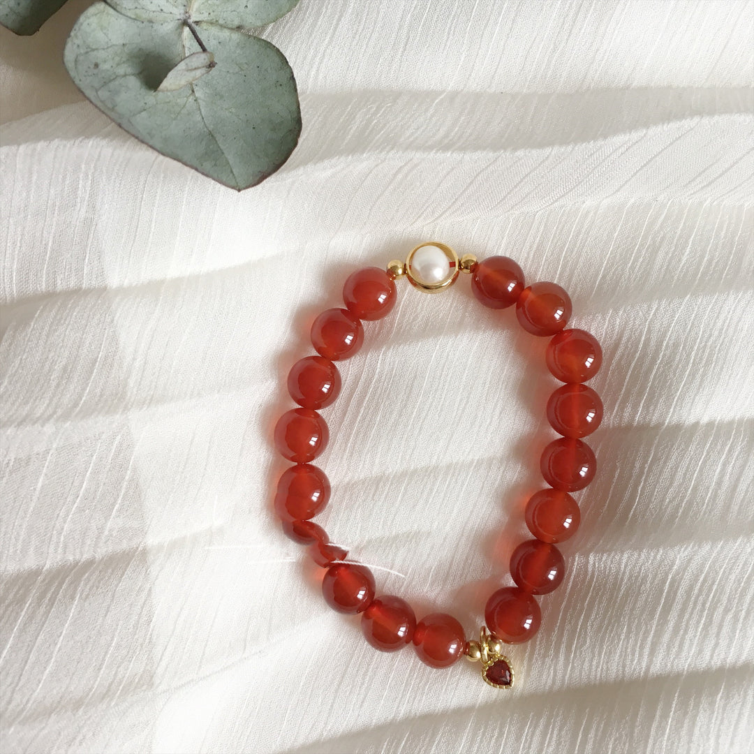 Women's natural red agate bracelet