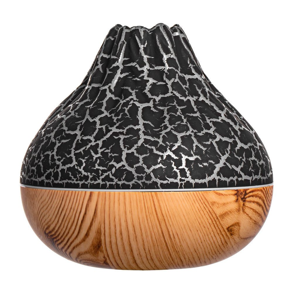🌋🌈 Volcano Wood Grain Humidifier | 7-Color Ambience Mist Diffuser ✨