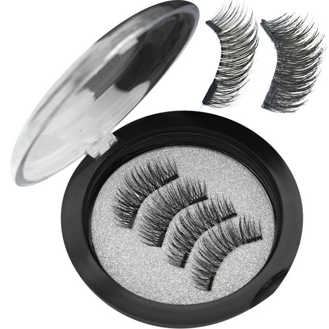 🧲👁️ Magnetic Eyelashes – Handmade Cross Style Reusable Lash Set with Mirror Case