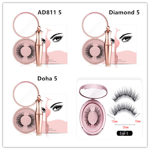 🧲👁️ Natural Long Lasting Magnetic Eyeliner & Magnetic False Eyelashes Set – 5 Pairs with Tweezers & Mirror Case